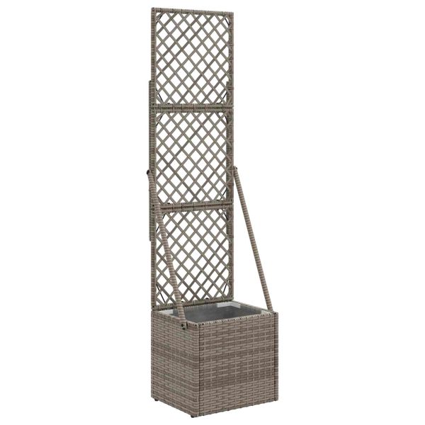 Градинска саксия с решетка Сиво 35 x 30 x 135 см полиратан