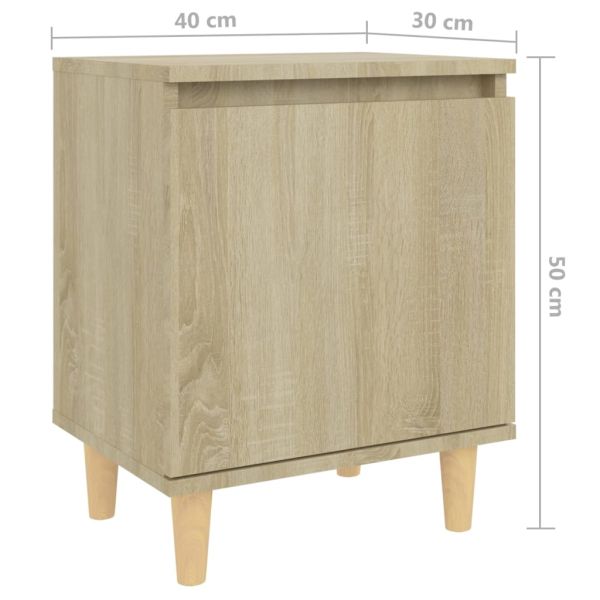 Нощни шкафчета с крака дървен масив 2 бр дъб сонома 40x30x50 см