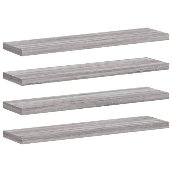 Стенни рафтове 4 бр сив сонома 40x10x1,5 см инженерно дърво