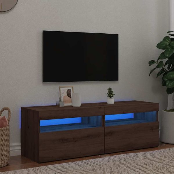 Комплект от 2 части за телевизора с LED осветление Дъб Artisan