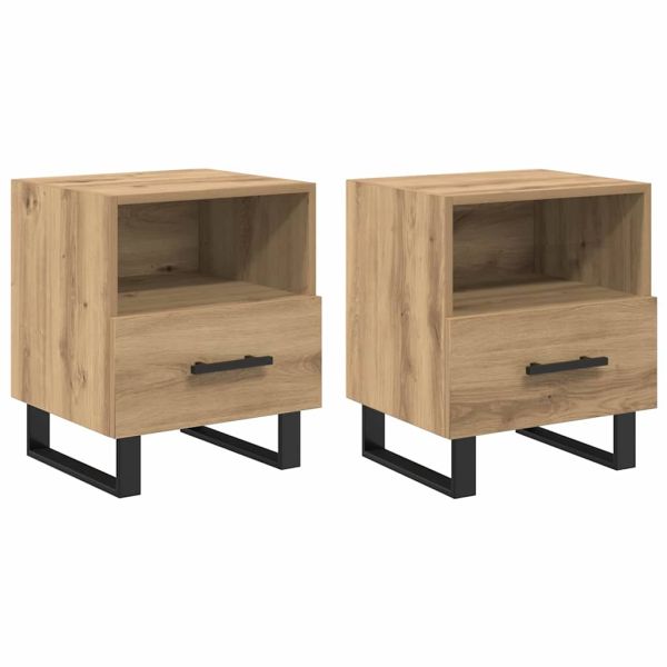 Нощен шкаф 2 pcs Дъб 40 x 35 x 47,5 см Инженерно дърво