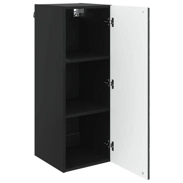 Стенно шкафче Черно 33 x 34,5 x 90 см Инженерна дървесина