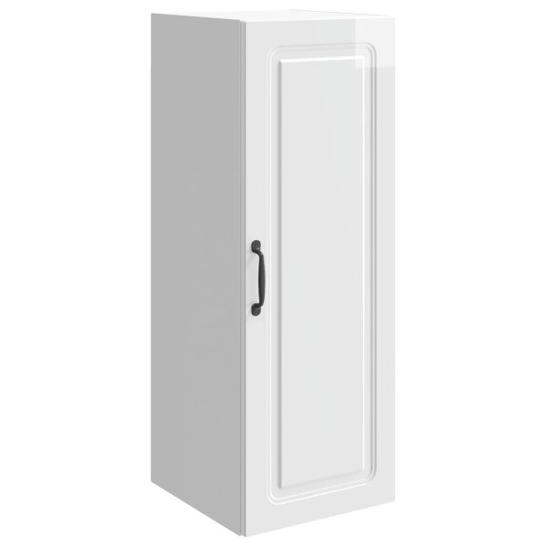 Стенно шкафче Бял гланц 33 x 34,5 x 90 см Инженерна дървесина