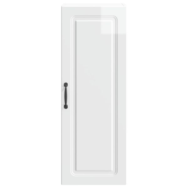 Стенно шкафче Бял гланц 33 x 34,5 x 90 см Инженерна дървесина