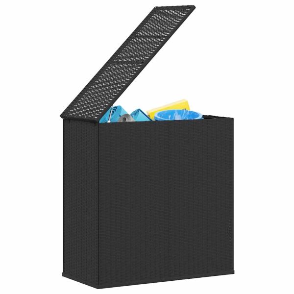 Кутия за градински възглавници PE ратан 100x49x103,5 см черна