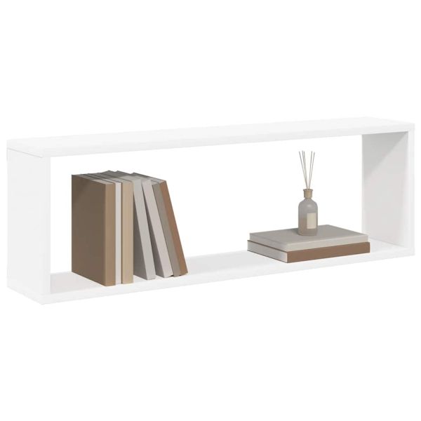 Стенни кубични рафтове 4 бр, бели, 80x15x26,5см инженерно дърво