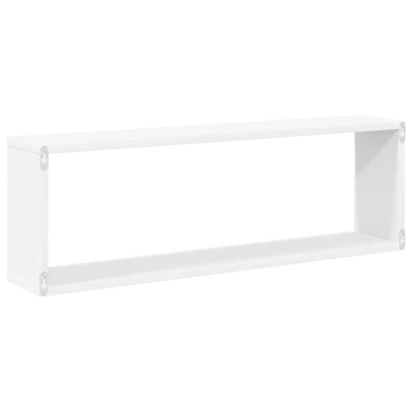 Стенни кубични рафтове 4 бр, бели, 80x15x26,5см инженерно дърво