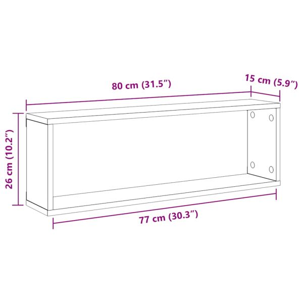 Стенни кубични рафтове 4 бр, бели, 80x15x26,5см инженерно дърво