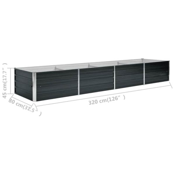 Градинска висока леха антрацит 320x80x45 см поцинкована стомана