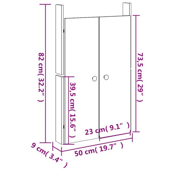 Кухненски вратички за открито, MEPPEL, черни, 50x9x82 см, бор масив