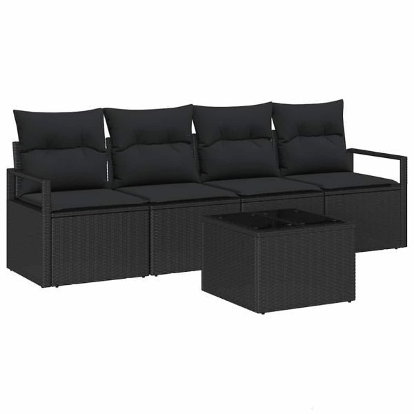 Комплект дивани 5 pcs Черно полиратан