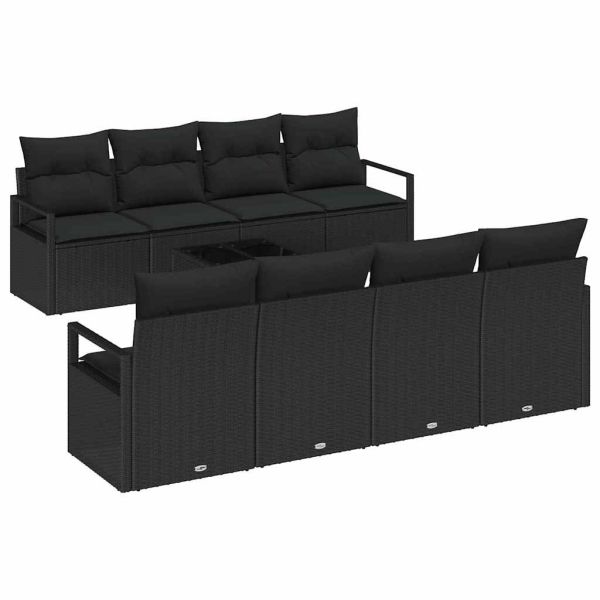 Комплект дивани с възглавница 7 pcs Черно полиратан