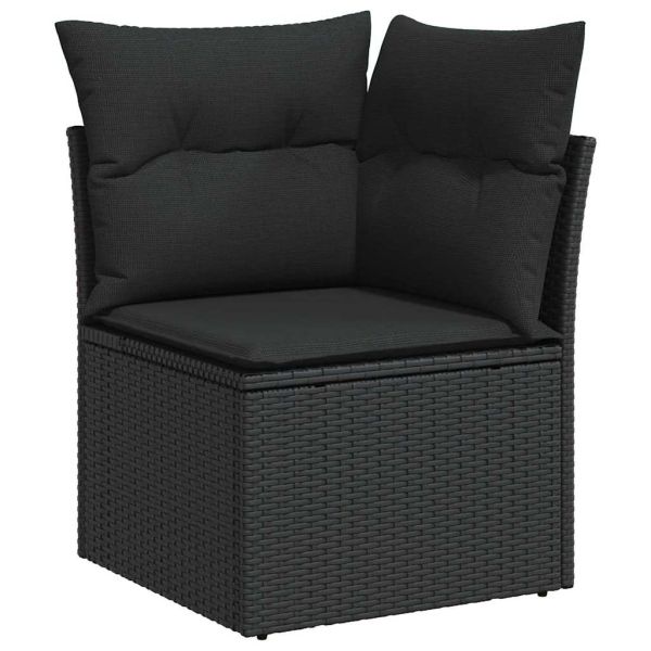 Градински Софа Комплект 7 бр. Черно полиратан
