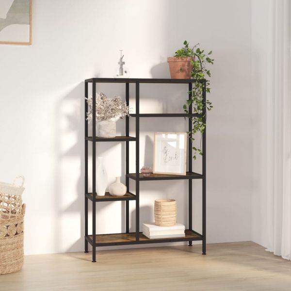 Етажерка за книги 80x30x120 см стомана и инженерно дърво