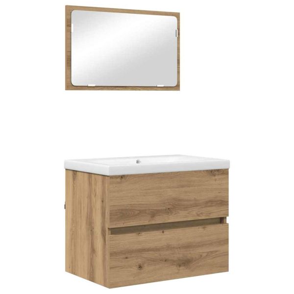 Комплект мебели за баня 3 бр. Дъб 61 x 39 x 45 см