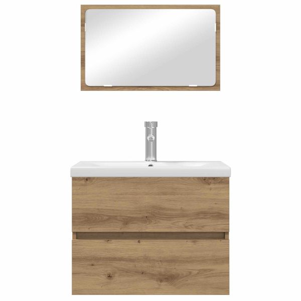 Комплект мебели за баня 3 бр. Дъб 61 x 39 x 45 см
