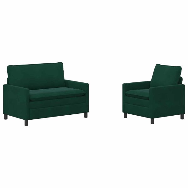 Комплект дивани 2 pcs Тъмнозелено Кадифе
