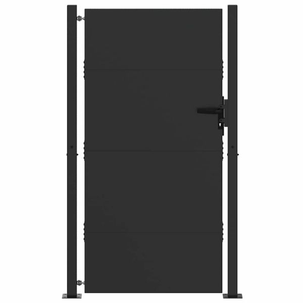 Градинска врата Черно 105 x 205 cm Прахово боядисана стомана