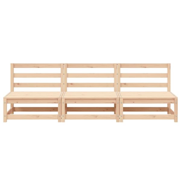 Градински кресла без подлакътници, 3 бр, 70x70x67 см, бор масив