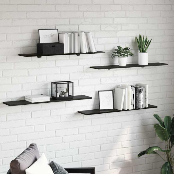 Етажерка Борд 4 pcs Черен 100 x 20 x 1,5 cm Инженерно дърво