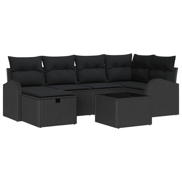 Градински Софа Комплект 7 pcs Черно 234 x 124 x 85 см Полиратан