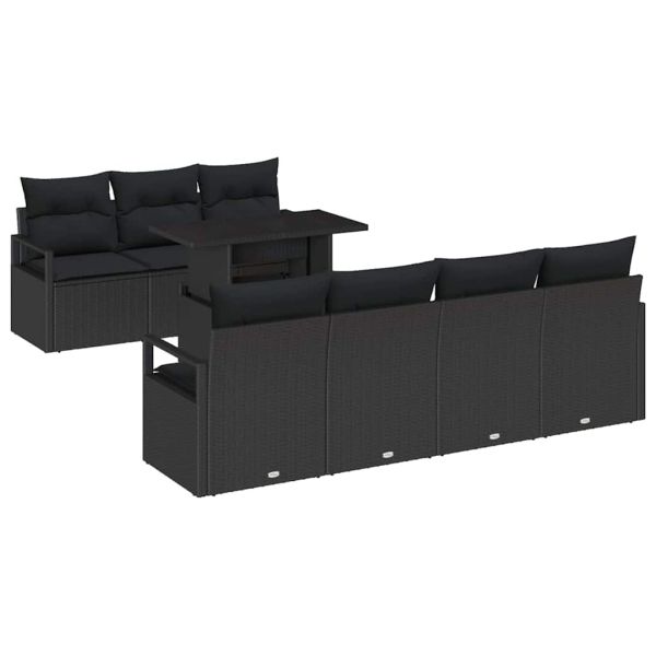 Градински Софа Комплект със съхранение 8 pcs Черно полиратан