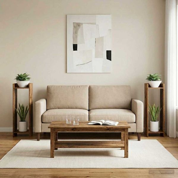 Стойка за растения с рафт 2 pcs Старо дърво 30 x 30 x 100 см