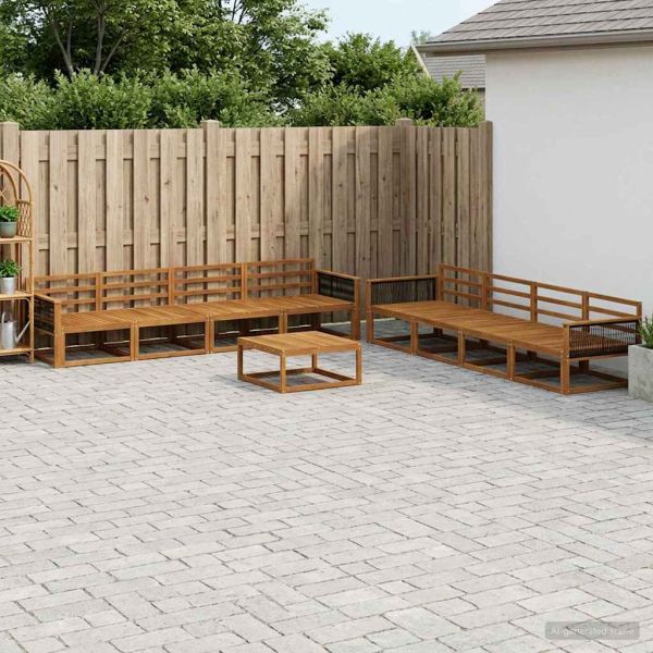 Комплект дивани за открито 9 pcs Натурално