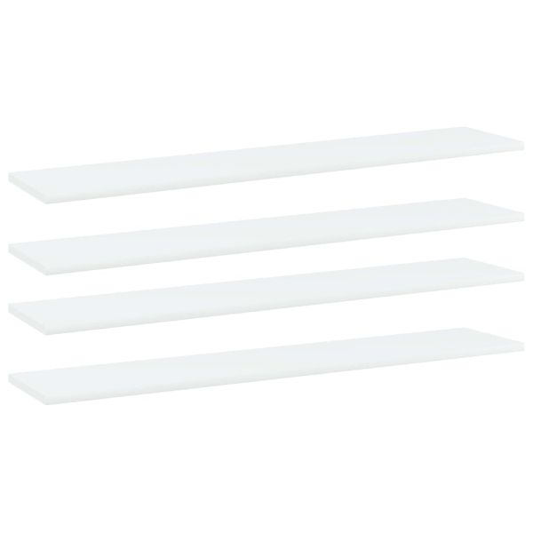 Рафтове за етажерка, 4 бр, бели, 100x20x1,5 см, инженерно дърво