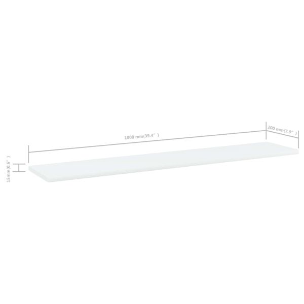 Рафтове за етажерка, 4 бр, бели, 100x20x1,5 см, инженерно дърво