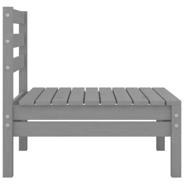 Градински лаундж комплект, 4 части, сив, бор масив
