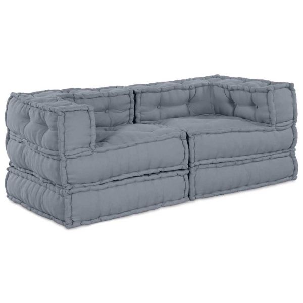 Модулен диван 2 pcs Сиво 140 x 70 x 56 см Текстил