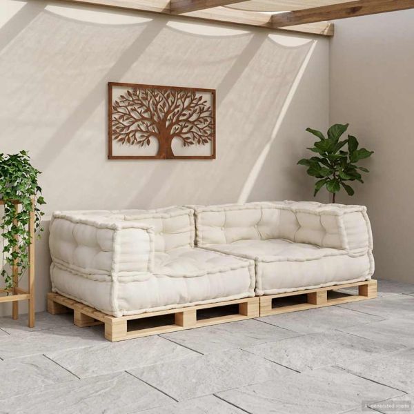 2-местен модулен диван Крем 140x70x36 плат