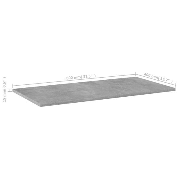 Рафтове, 4 бр, бетонно сиви, 80x40x1,5 см, инженерно дърво