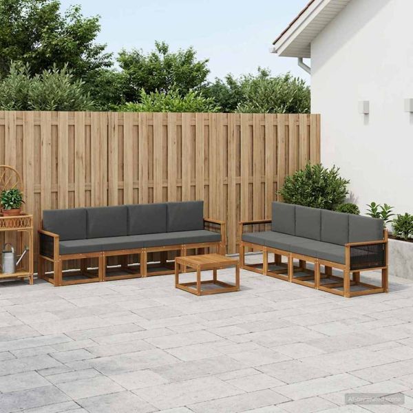 Комплект дивани за открито 7 pcs Натурален и Антрацит