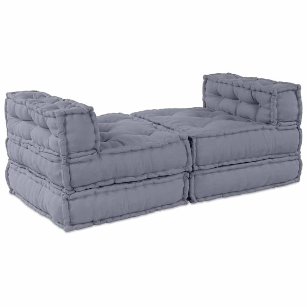 Модулен диван 4 pcs Сиво Текстил
