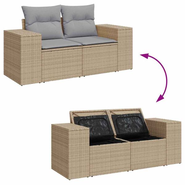 Градински Софа Комплект с възглавница 8 pcs Бежов и Светло Сив