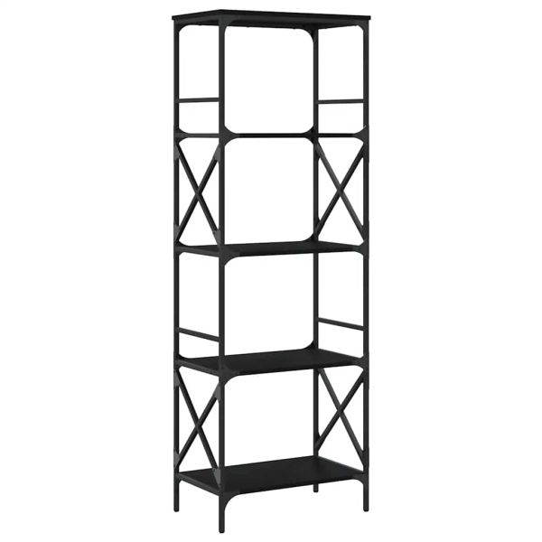 Библиотека 5 рафта черна 59x35x171 см инженерно дърво
