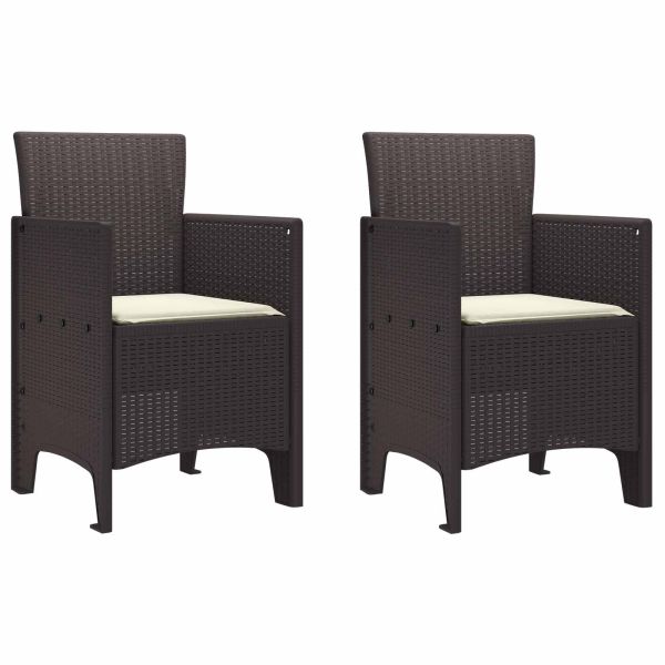 Градински стол 2 pcs Кафяво 53 x 49 x 85 см Полипропилен