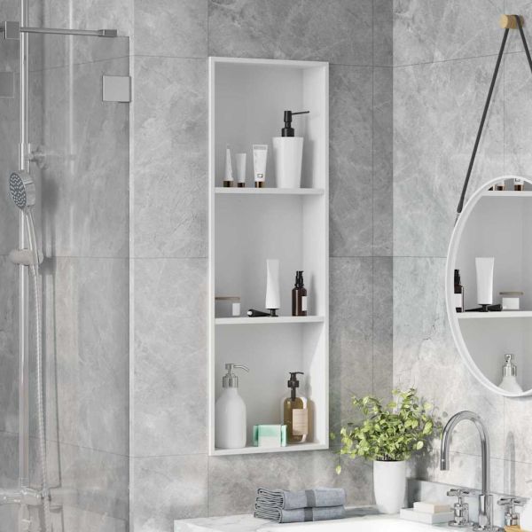 Нишата за душ Бял 90 x 30 x 9,5 см Неръждаема стомана