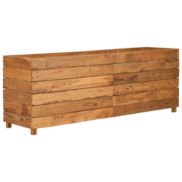 Повдигната леха 150x40x55 см рециклирано тиково дърво и стомана
