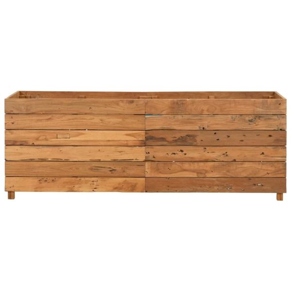 Повдигната леха 150x40x55 см рециклирано тиково дърво и стомана