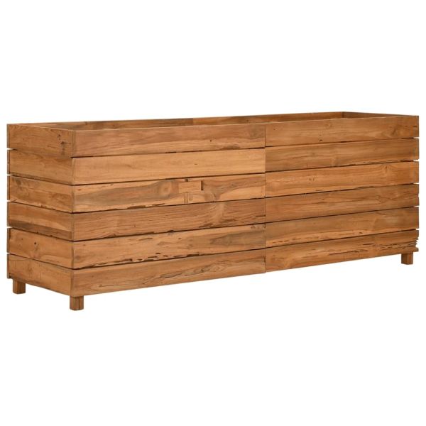 Повдигната леха 150x40x55 см рециклирано тиково дърво и стомана