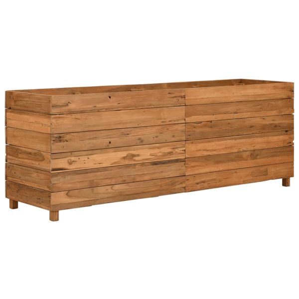 Повдигната леха 150x40x55 см рециклирано тиково дърво и стомана