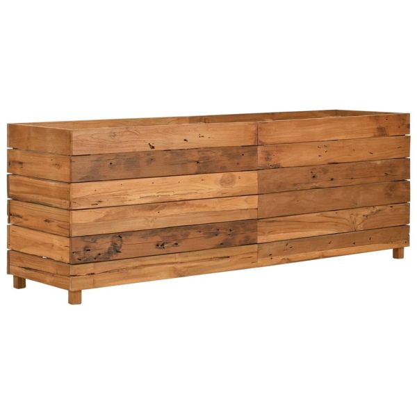 Повдигната леха 150x40x55 см рециклирано тиково дърво и стомана