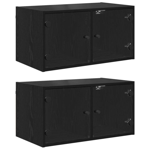 Стенни шкафове 2 pcs Черния дъб 68 x 37 x 35 см Инженерно дърво