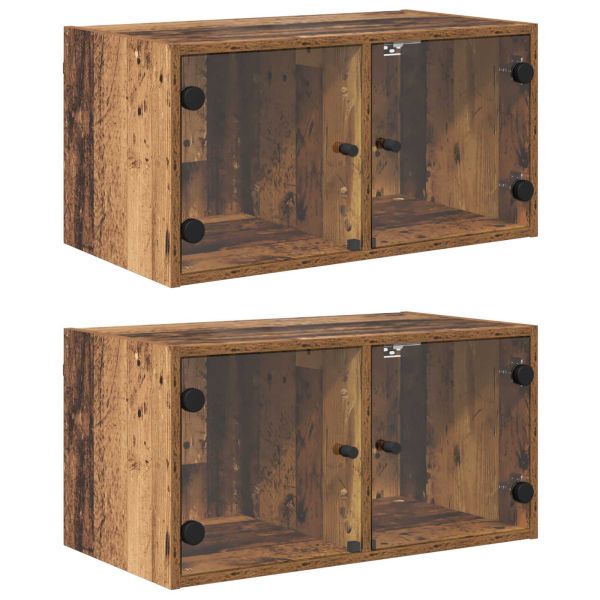 Стенни шкафове 2 pcs Старо дърво 68 x 37 x 35 см