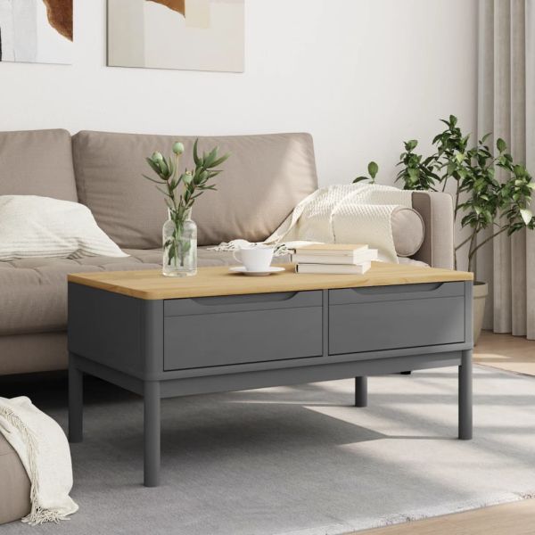 Кафе маса FLORO, сива, 99x55,5x45 см, борово дърво масив