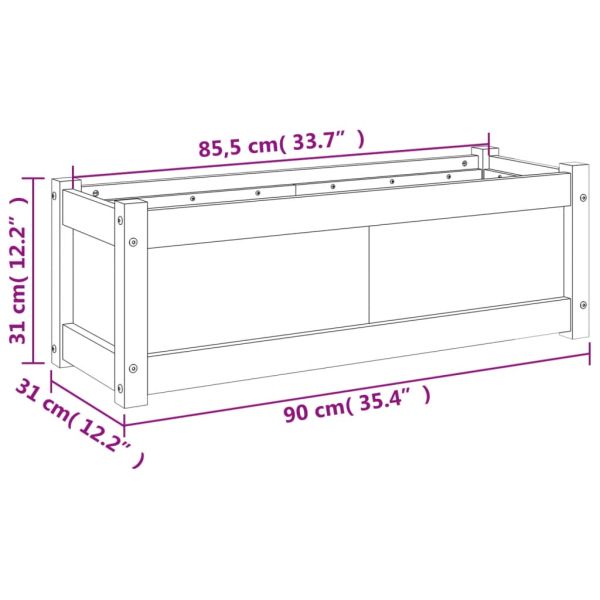Градински сандък, 90x31x31 см, импрегнирана борова дървесина