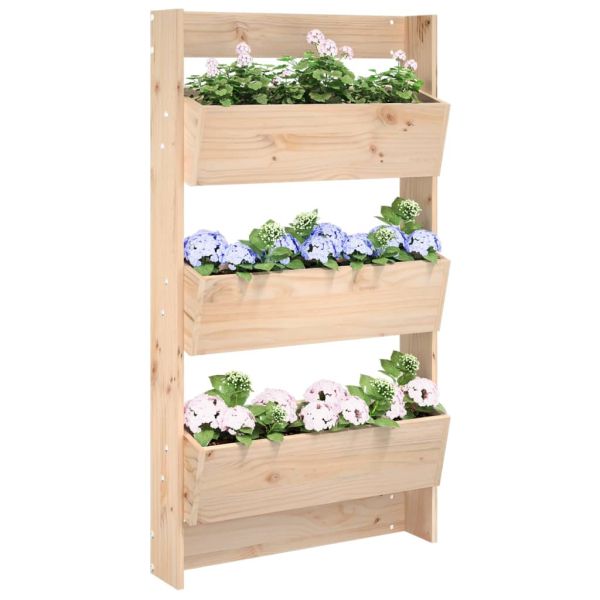 Стенни кашпи 3 нива 60x18,5x110 см бор масивна дървесина